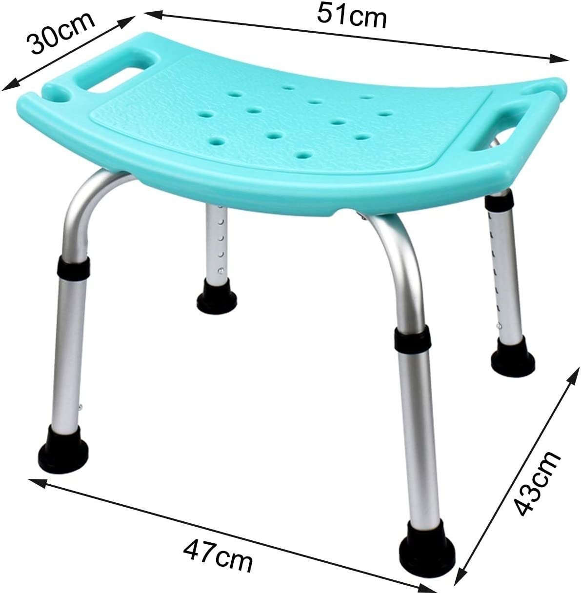 Silla de Ducha para Personas Mayores, Taburete de bañera Compacto, Ligero y Ajustable en Altura, para Adultos con discapacidad, Asiento de Ducha Premium (Azul, 51 x 30 cm)