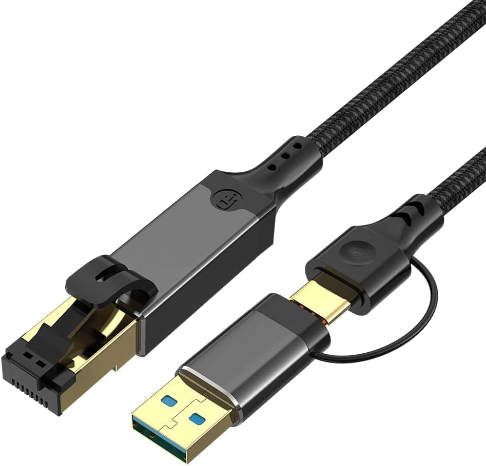 ギガビット USB-C/USB-A to 有線 LAN ケーブル 1000Mbps 高速伝送 RJ45 イーサネット変換線 OTG 対応 遅延なし Thunderbolt3/4 対応 iPhone15/16 MacBook iPad PS5 ルーター スマホ ノート PC 全機種対応 (1M)