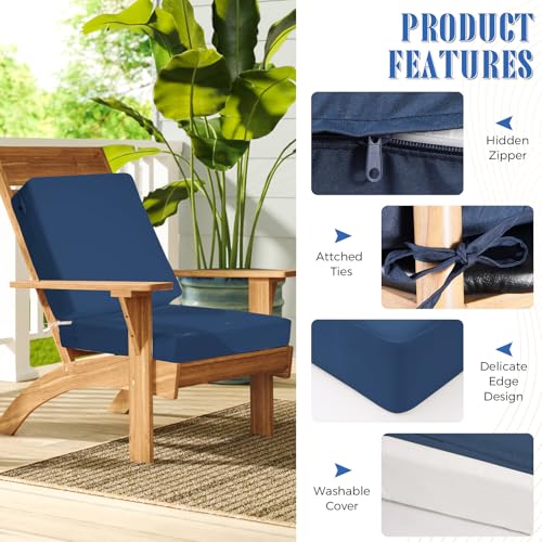 Image of Deep Seat Patio Cushions Set of 2, 24x24 Inch Waterproof & Fade Resistant Outdoor Chair Cushions, Thick Padded Replacement Sofa Cushions for Garden Yard Furniture