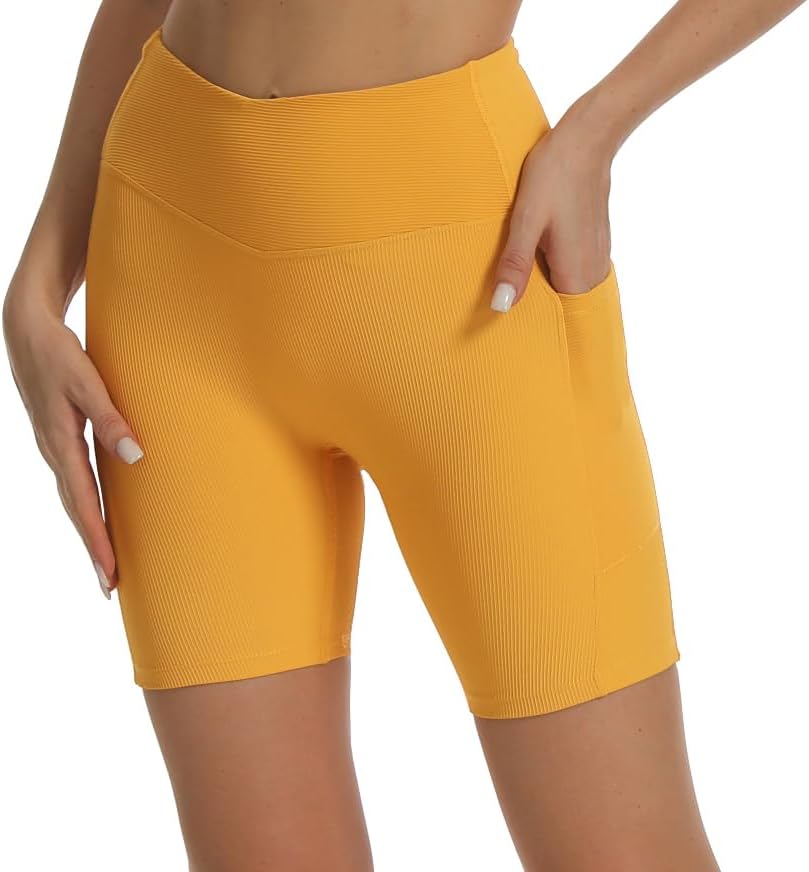 HOKOYI Women's High Waisted Spandex Biker Shorts 7" Gym Compression Shorts with Pockets Workout Running - Image 4