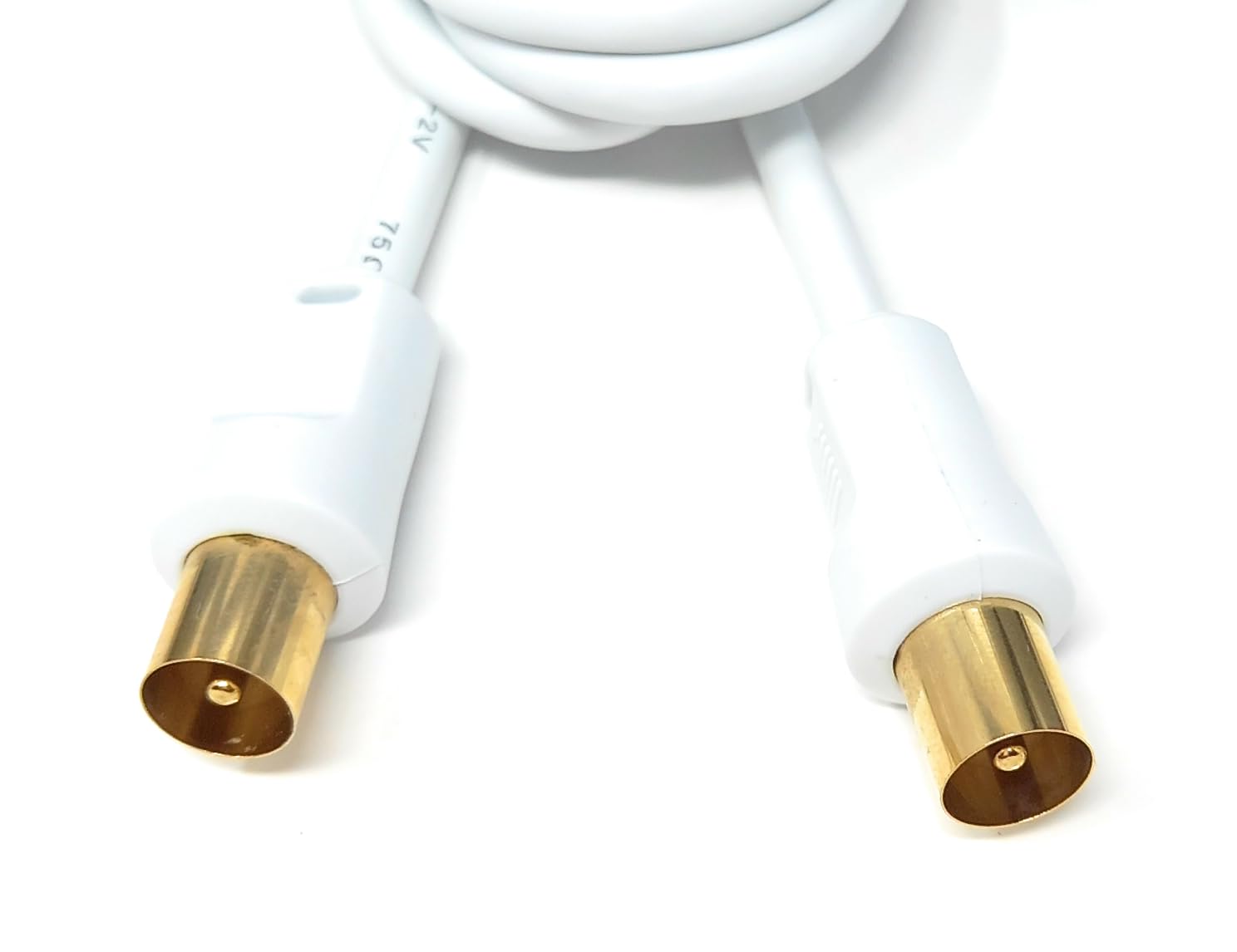 DRUT 2m TV Male to Male Plug Coaxial Cable RG6 Aerial Digital Antenna RF Fly Lead Cable (Straight Ends, White Gold, 6.5ft.) - Image 3