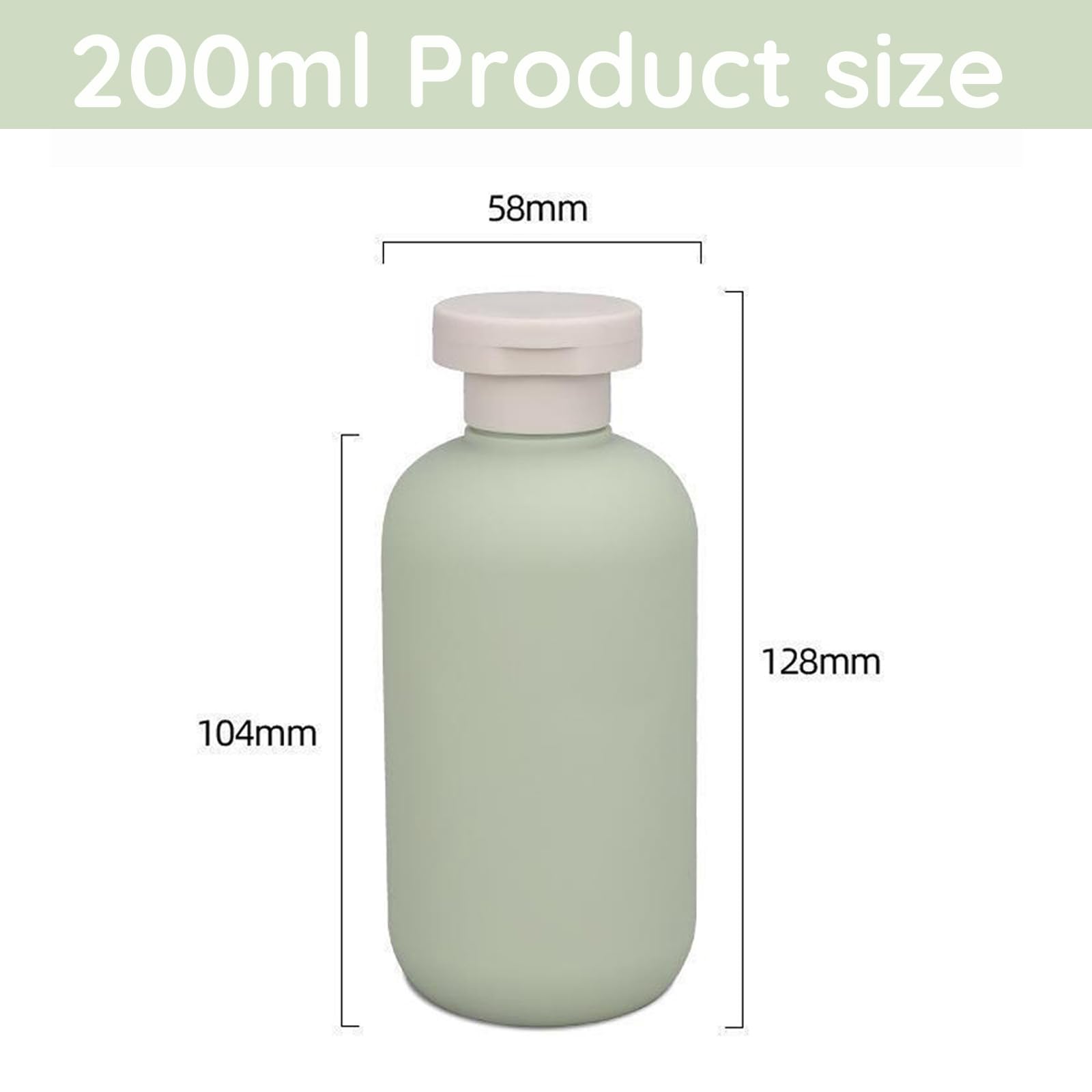 24 Piezas Botellas de Viaje Rellenables 200ml Verde Exprimible con Tapa Abatible, Botes Viaje Portátiles de HDPE para Desinfectante Manos, Champú, Loción, Dispensador Cosmético