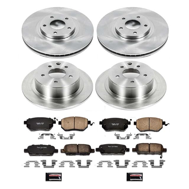 Image of PowerStop Front and Rear Brake Kit for Nissan Altima 2005-06 | Nissan Maxima 2004-06 - Z17 Ceramic Brake Pads & Disc Rotors Replacement, KOE092