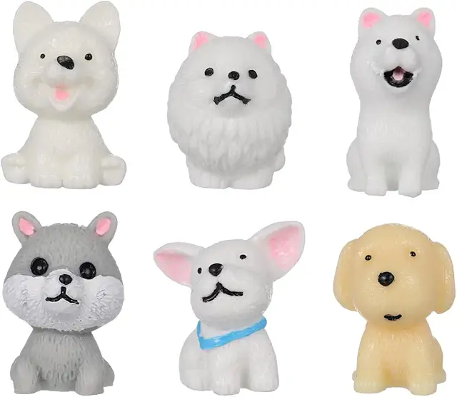 Figuritas Roscon de Reyes: 12 Mini Figuras de Perros Lindas en Resina para Decoración y Juguetes