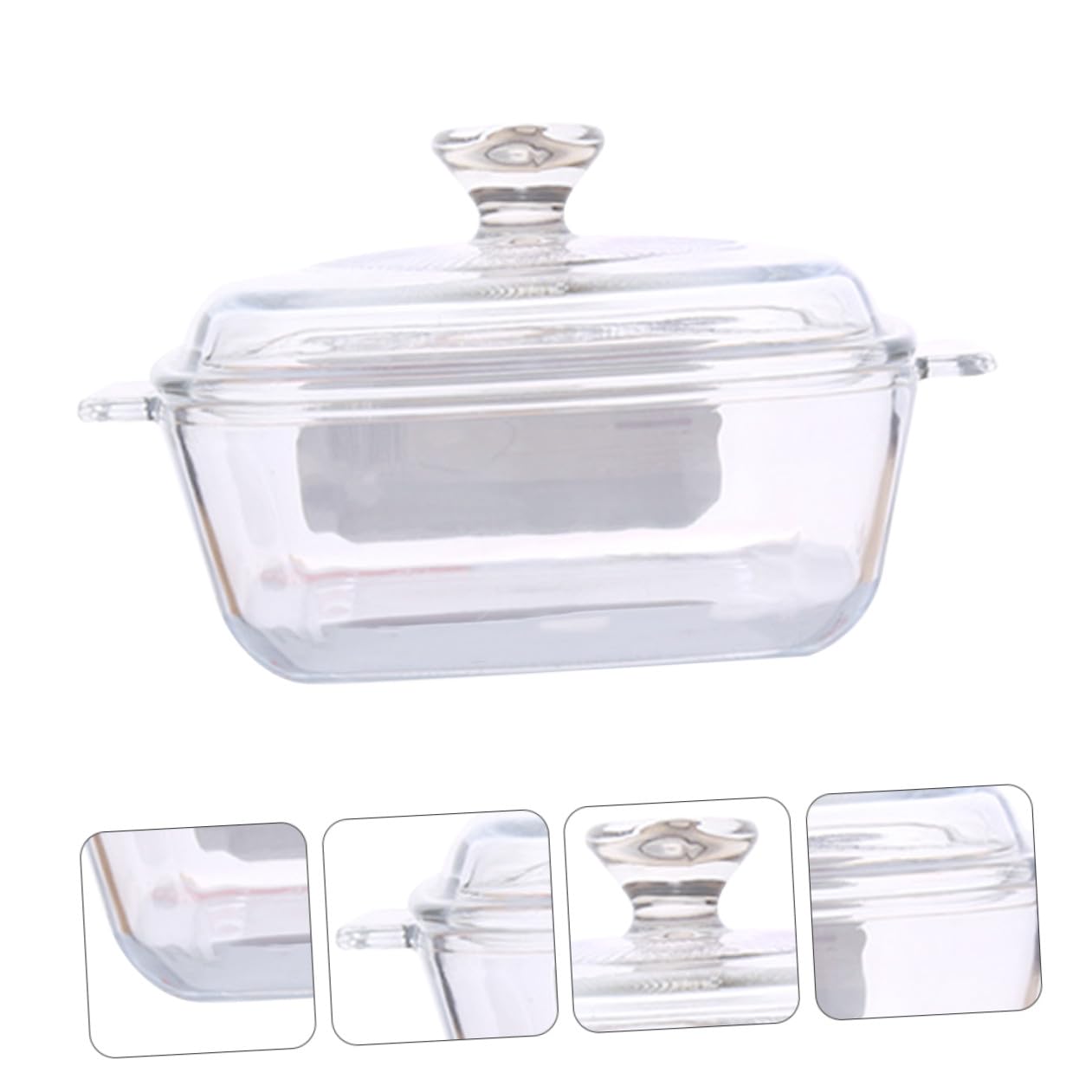 Mikrowellengeeignete Glasschüssel 0, 8 L aus Glas mit Deckel | Weiß, Symmetrischer Ohrgriff, Hitzebeständig und Bruchsicher, Küchengeschirr für Haushalt