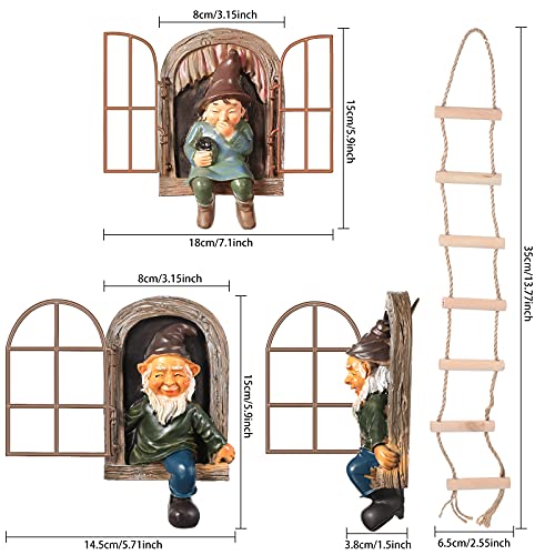 Thyle 4 Pieces Elf Out The Door Tree Hugger Garden Statue Gnome Resin Gnome Figurine Hanging Inappropriate Garden Gnomes Tree Gnome Decoration Tree Faces Decor Outdoor For Patio Lawn Ornament #TOP2