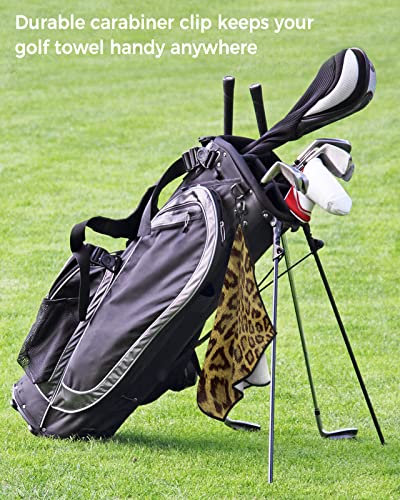 Sevenbabu Golf Towels For Golf Bags With Clip, Funny Microfiber Waffle Pattern Golf Towel, Tiger Skin Texture Animal Print Golf Accessories For Men And Women Gifts 24X16 Inch #TOP6