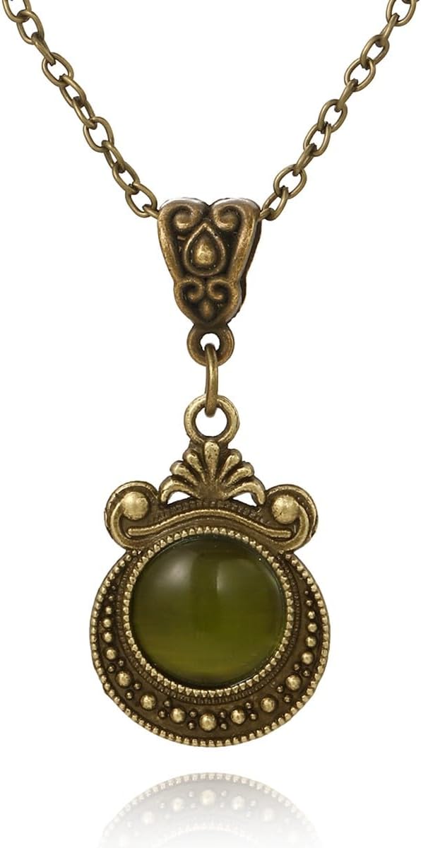 Charm Vintage Bronze CZ Pendant Necklace Emerald Pendant Dainty Jewelry For Women Accessories Gift
