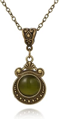 Charm Vintage Bronze CZ Pendant Necklace Emerald Pendant Dainty Jewelry For Women Accessories Gift