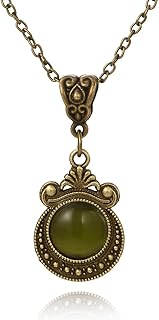 Charm Vintage Bronze CZ Pendant Necklace Emerald Pendant Dainty Jewelry for Women Accessories Gift