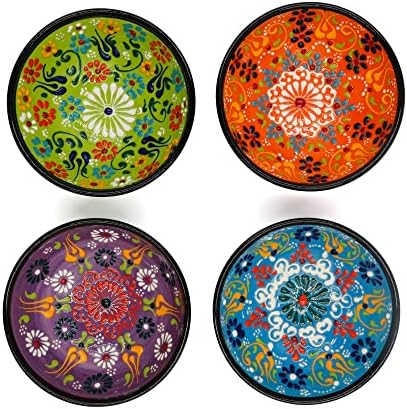 Ceramic Bowls 4.72 Inches Set of 4 Dishwasher Microwave Safe Ceramic Bowls Cereal Salad,Fruit,Vegetable,Ice Cream,Soup,Yoghurt,Olive,Cheese,Eating Cup Colorful