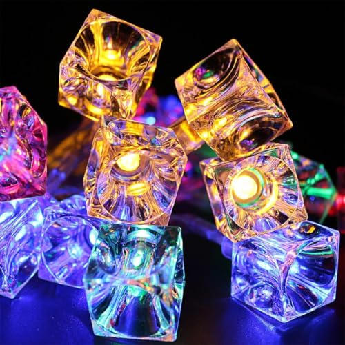 Image of WANNA PARTY Multicolour Cube Decorative Garland for Festival and Home Decoration Crystal Cube Pieces for Bedroom Table Wedding Anniversary Christmas New Year Party