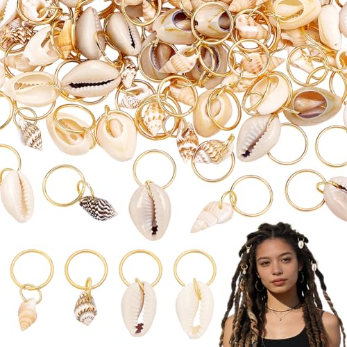 Dijes vintage para trenzar el cabello PLIGREAT abalorios de concha para rastas y trenzas