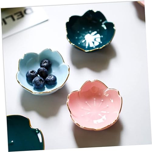Miniatura 9 de Cabilock 2 cuencos de cerámica de flores para salsa de porcelana azul para condimentos para cocina, barbacoa, sushi y comedor al aire libre