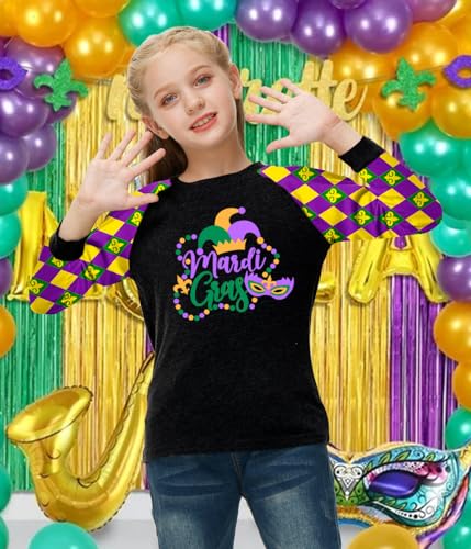 Image of Remimi Girls Thanksgiving Shirts Buffalo Plaid Raglan Tee Cute Turkey Holiday Party Long Sleeve Tshirt 5-14 Years