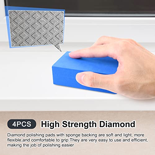 Wxj13 4 Pieces Diamond Hand Polishing Pads Sanding Block Glass Grinding Pads Sharp Sanding Block Kit For Sanding Ceramic Tile Concrete Glass Stone Granite Marble(60#,100#,200#,400#) #TOP2