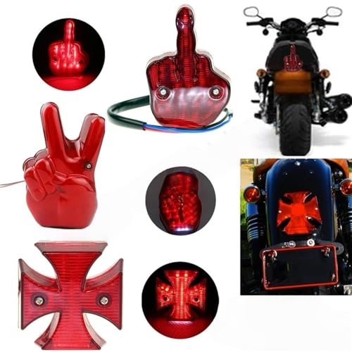 Lámpara matrícula motocicleta con diseño de dedo medio para sustitución custom 7