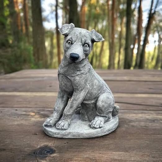 Yard Jack Russell Dog Sculpture Sitting Stone Dog Statue