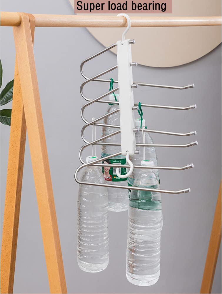 Cintre à Pantalons 6 Niveaux NatureMan – Inox Et ABS, Gain De Place, Antidérapant – Pour Jupes, Jeans, écharpes