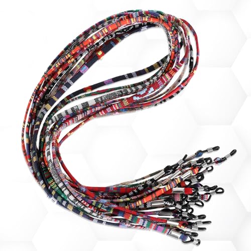 Image of Psyqtsuary Glasses Strap, 12 Pcs Colorful Glasses Holder Strap Nylon Safety Eyeglass Lanyard Vintage Boho Eye Glasses Holders Around Neck for Men and Women