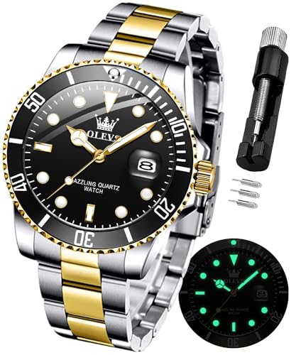 Image of OLEVS Watch for Men Stainless Steel Analog Quartz Chronograph Moon Phase Watch Waterproof Date Luminous Wrist Male Watches,Gift for Men