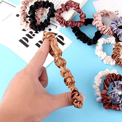 KINMINGZHU, 12 Pieces Silk Hair Scrunchies Silk Hair Tie Elastic Ponytail Holders for Women Girls Hair Accessories-002 - Thumbnail 4