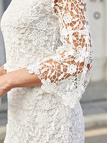 Auxo elegante damesjurk met blote schouders, lange mouwen en afgewerkt met kant; diverse modellen, o.a. met bloemvormig patroon; avondjurk - Image 5