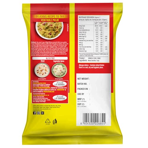 Image of DISANO Wheat Vermicelli,No Maida,850 Gram - Cholesterol Free,unflavored (Pack of 3)