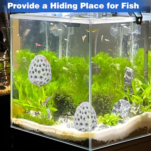 Image of HINGTAI Shrimp Dome Hide Betta Habitat Fish Tank Tunnel with Suction Cup Aquarium Fish Cave Hideout Ornament Accessories for Shrimp Guppy Hiding Resting White