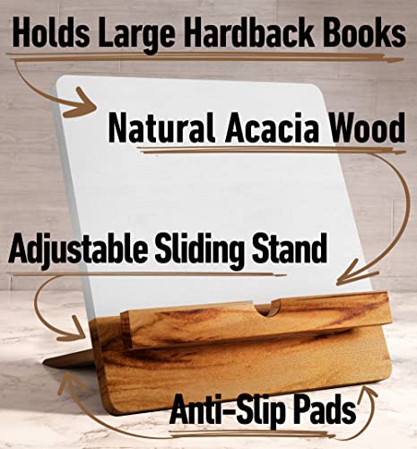 Hb Design Co. CBS Acacia Cookbook Stand For Kitchen Counter - 12 Inch X 12 Inch Large Adjustable Wood Book Stand thumb #1
