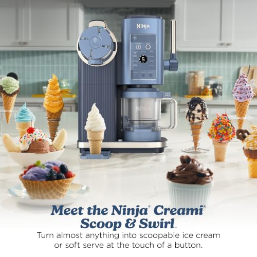 Image of Ninja Creami Scoop & Swirl 13-in-1 Ice Cream and Soft Serve Maker, NC701BL