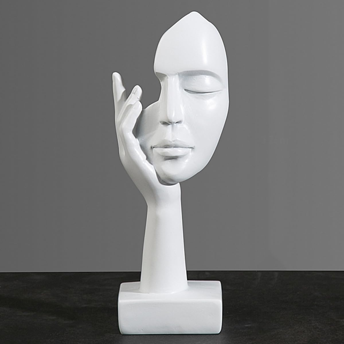 PIGPIGFLY Cara de Máscara,Figuras Decorativas,Decoraciones de Oficina,Sala de Estar Decorativa Moderna para Poner,Escultura Abstracta Poliresina,Idea de Regalo(Blanco)