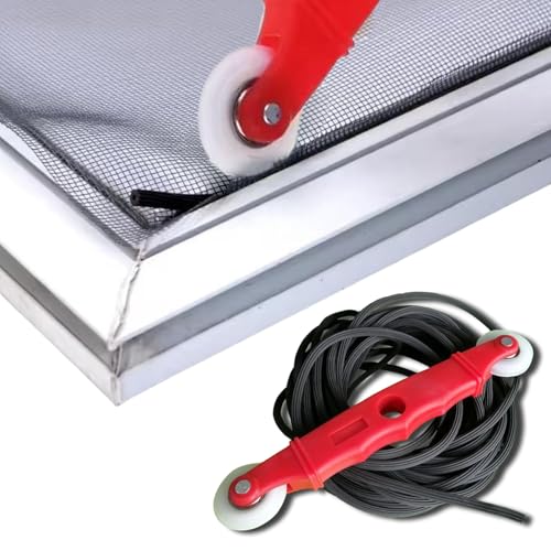 Window Screen Spline 25PCS 3.3ft X 5.5mm Window Screen Rubber Cord with Roller Tool