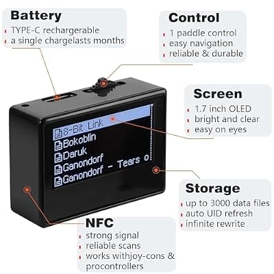 NFC Emulator Device with 1.3 OLED Display, Multi-Profile Storage, Fast Scan & Switching, Type-C Rechargeable NFC Tool for Daily Use (Black)