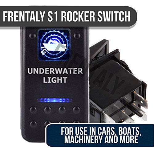 Frentaly Blue 12V 20 Amp Waterproof ON Off Custom Marine Boating Vehicle Rocker 5 Pin Control Switch Kit (Blue Underwater)
