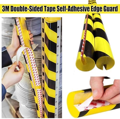 High-Visibility Foam Edge Protectors, 39" Self-Adhesive Corner Guards with Black & Yellow Stripes, Wall Bumpers for Safety in Warehouses, Offices & Home - 2 Pack