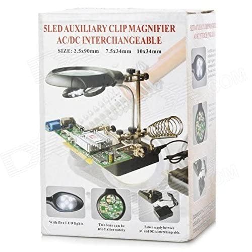 Image of KP2 Adjustable Auxiliary Clip Magnifying Glass with 5 LED Lights for Welding and Modelling Black (AK-16129C)