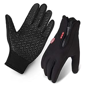 Cycling Gloves, Waterproof Touchscreen in Winter Outdoor Bike Gloves Adjustable Size Black