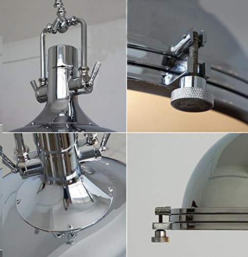 Litfad Industrial Nautical Style Single Pendant Light 15.75" Wide Pendant Lamp Retro Ceiling Hanging Light With Frosted Diffuser Mounted Fixture Chandelier In Chrome For Restaurant Dining Room Bar #TOP3