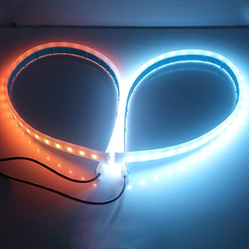 Miniatura 8 de GLL Tira de luces LED para coches RGB multicolor de 24 pulgadas, flexible, impermeable, luz diurna, tira de luz de neón decorativa de neón y luces