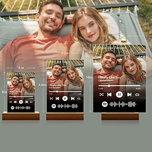 Easycosy Birthday Gifts For Boyfriends/Girlfriends, Anniversary Girlfriends Gifts For Him/Her, Custom Spotify Music Plaque With Photo Gifts For Your Lovers, Families, Friends #TOP6