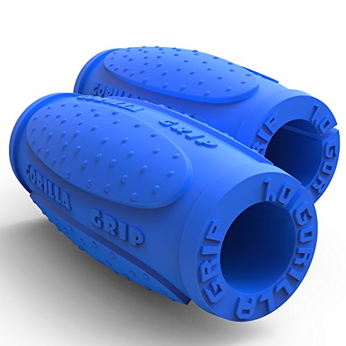 ProFitness Thick Bar Grips 1.0 Turns Barbell, Dumbbell, and Kettlebell Into Thick Gripz for Muscle Growth. Strengthen Weight Training/Bodybuilding/Strongman/WOD (Blue, 1.0 (Beginner Thick Grip))