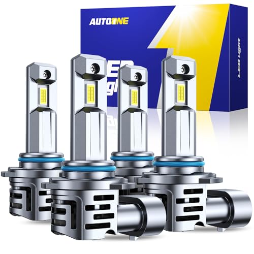 AUTOONE 9005 9006 LED Bulbs Combo 6500K Cool White, 800% Brighter HB3 HB4 Lights, 1:1 Halogen Mini Size Direct Replacement Fog Lamps, 70,000Hrs Lifespan, Plug and Play, Pack of 4
