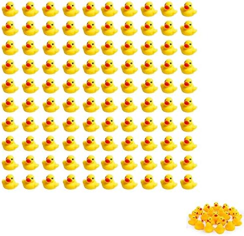 Sohapy 100Pcs Mini Yellow Rubber Ducks Baby Shower Rubber Ducks, Squeak Fun Baby Yellow Rubber Bath Toy Float Fun Decorations for Shower Birthday Party Favors Gift 100Pcs 1.37" x 1.57"x 1.18" Yellow