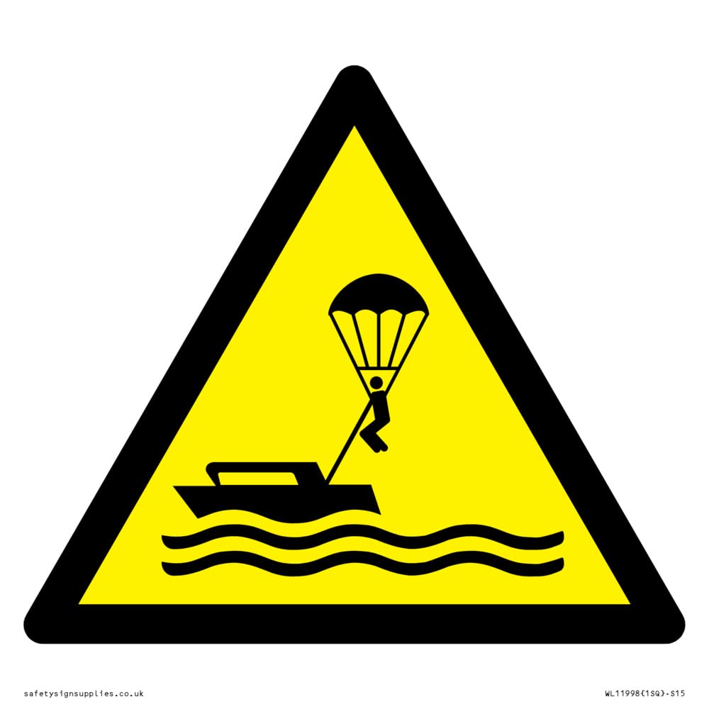 W063 Warning: Parasailing Sign - 150x150mm - S15