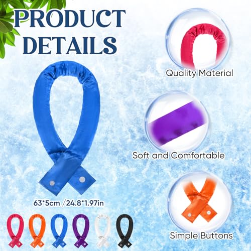 Image of Cozypower 6 Pcs Cooling Neck Wraps with Button Cooling Bandana Neck Cooler Scarf for Hot Weather Ice Neck Wrap Summer Outdoor