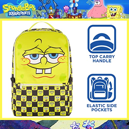 SpongeBob SquarePants 13 Inch Sleeve Laptop Backpack, Checkered Padded Computer Bag for Commute or Travel, Multi4