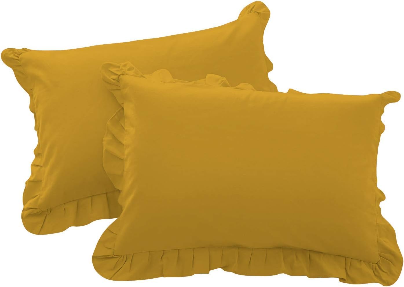 800 TC Soft Luxurious 2-Piece Ruffle Pillow Shams with Decorative Flange 100% Egyptian Cotton Toddler ( 14x20 ) Size, Soft Breathable Lavender Solid