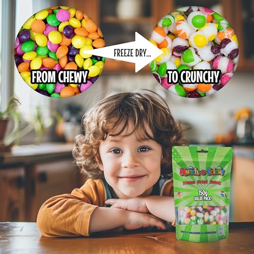 Munch-o-licious Gefriergetrocknete Süßigkeiten - Freeze Dried Candy 150g - Crazy Sour Crunch - Handgefertigt in UK - Abenteuerliche Naschkatzen Begeisterung-TikTok Hit Gefriergetrocknete Süssigkeiten