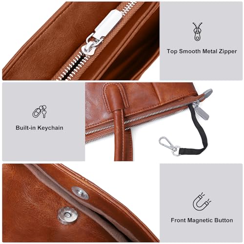 Bolso tote grande para mujer de cuero vegano 23L con cremallera miniatura 4